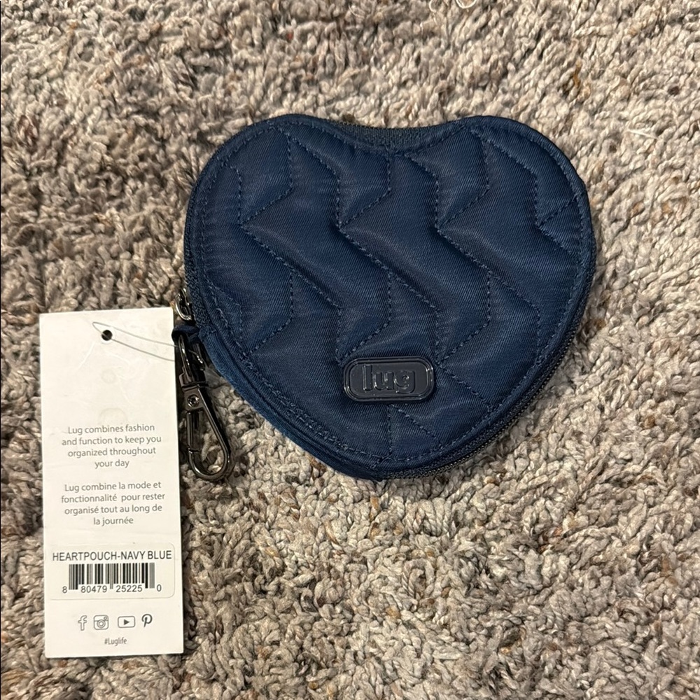 Lug Quilted Heart Pouch in Deep Blue